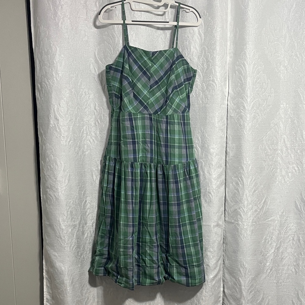 Chic Green Plaid Midi Dress